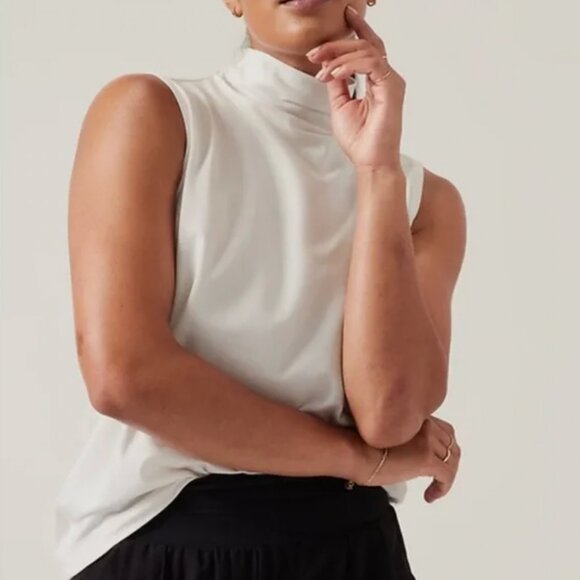 Athleta White Mock Neck Tank Top - Picture 3 of 4